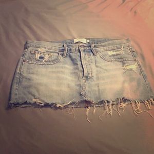 Abercrombie light distressed denim skirt